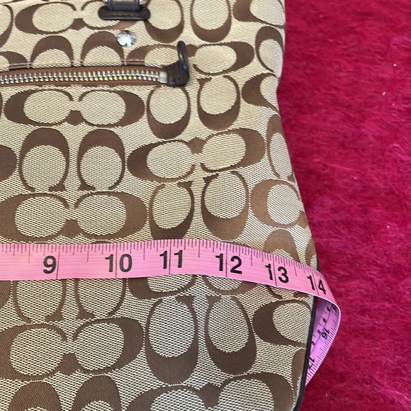 COACH SIGNATURE BROWN CANVAS AND BROWN LEATHER TRIM CITY TOP ZIP TOTE HANDBAG - Picture 14 of 16